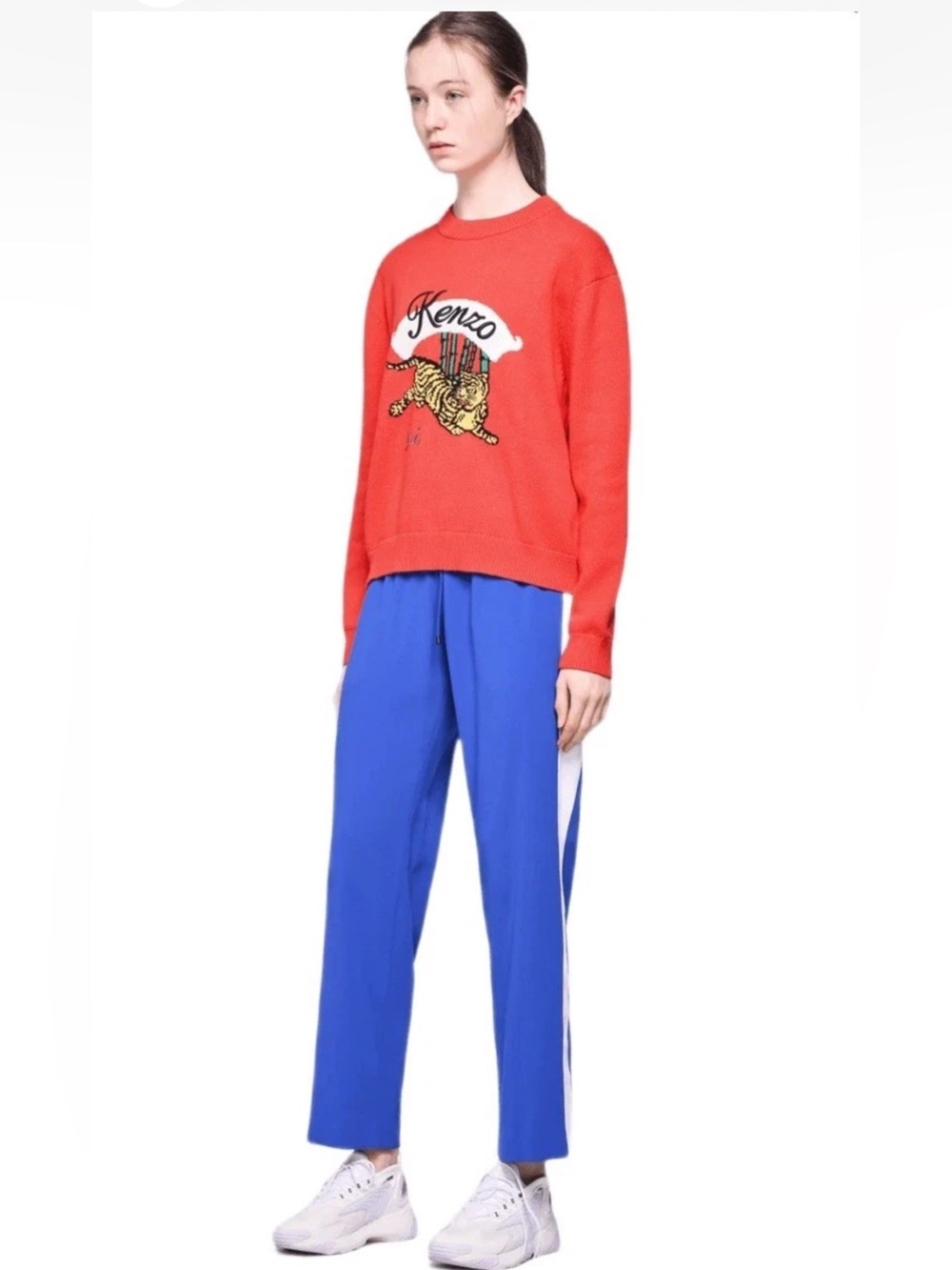 Kenzo Colorblock Women’s Trousers Blue White Side Stripe Sz Small